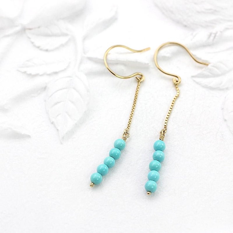K18 ターコイズ（トルコ石）ロングフックピアス_02