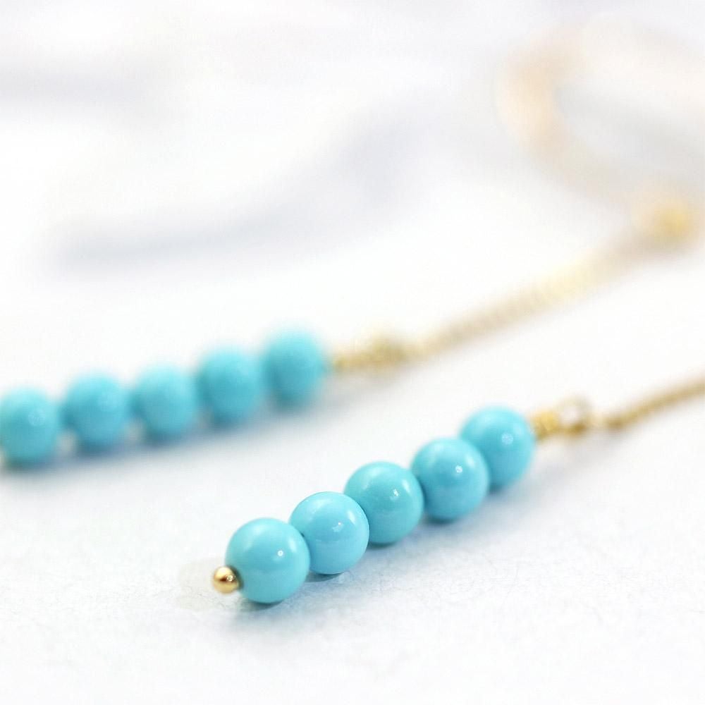 K18 ターコイズ（トルコ石）ロングフックピアス_03