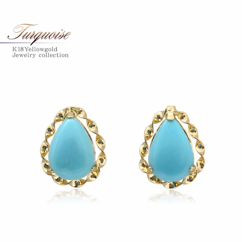 K18YG ターコイズ (トルコ石) ピアス_01