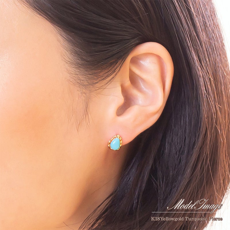 K18YG ターコイズ (トルコ石) ピアス_04