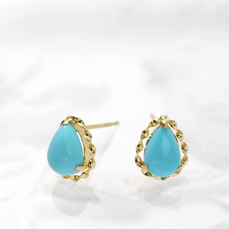 K18YG ターコイズ (トルコ石) ピアス_05