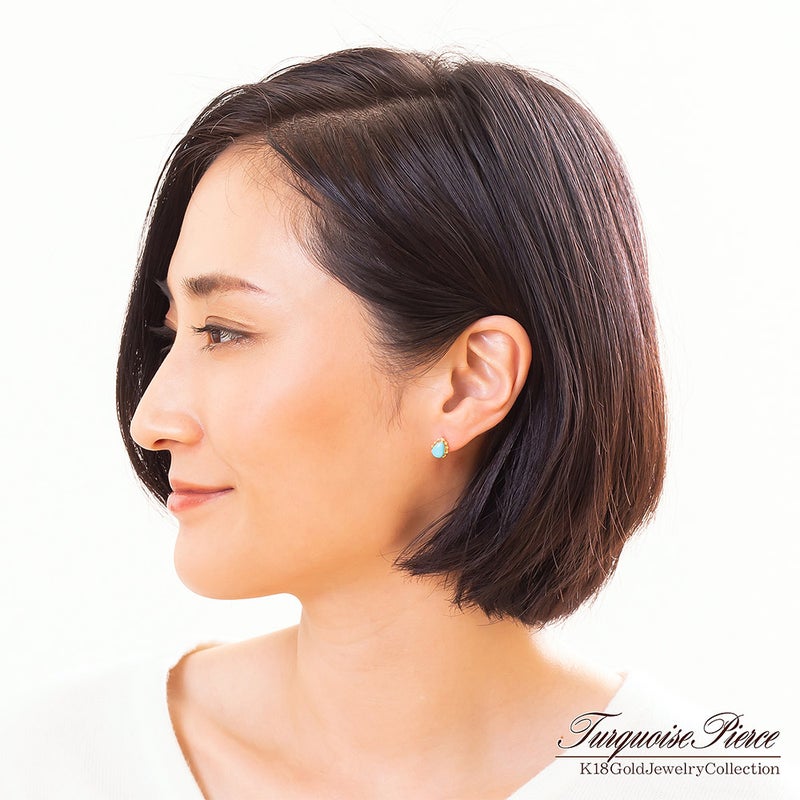 K18YG ターコイズ (トルコ石) ピアス_10