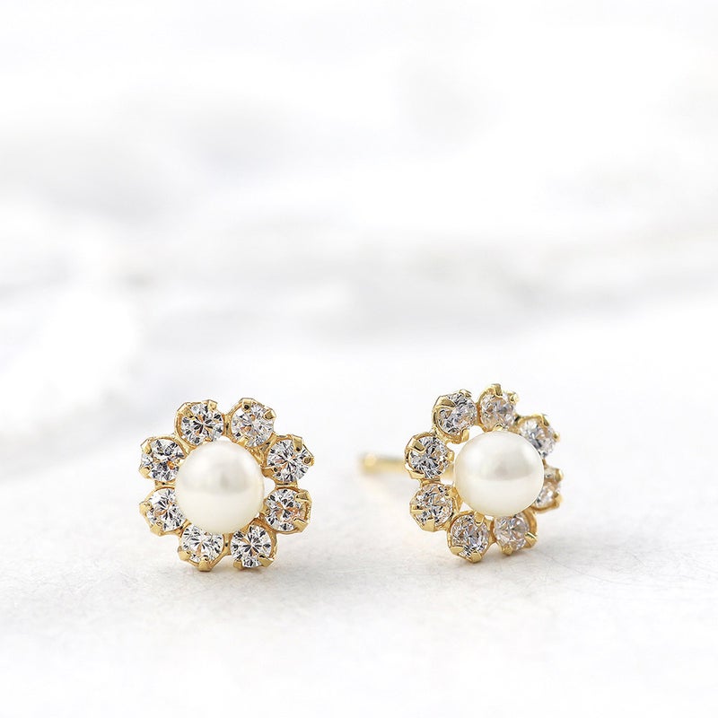 K18YG 淡水真珠 フラワーピアス_02