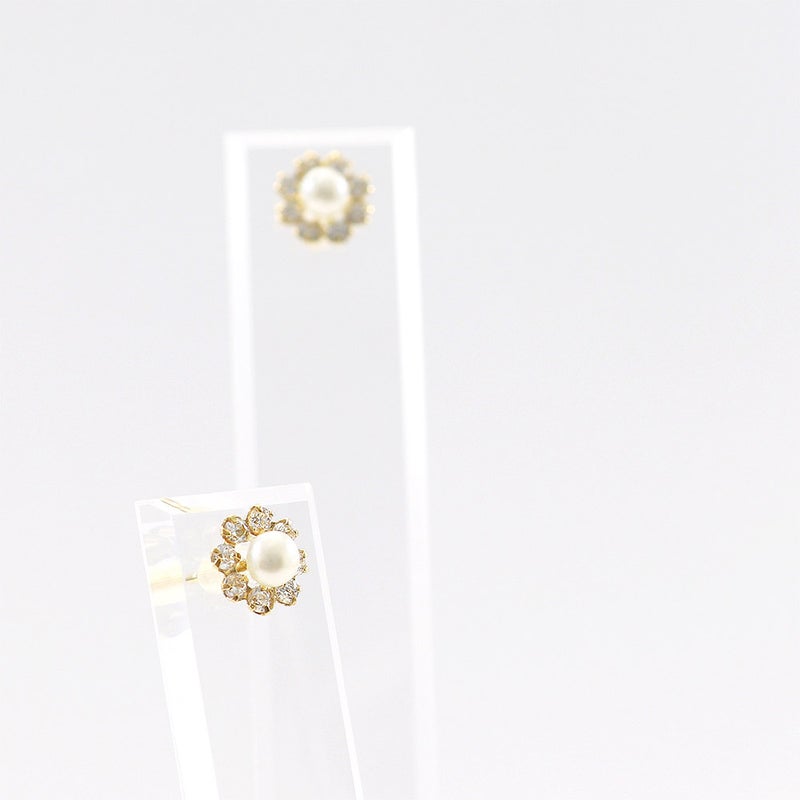 K18YG 淡水真珠 フラワーピアス_04