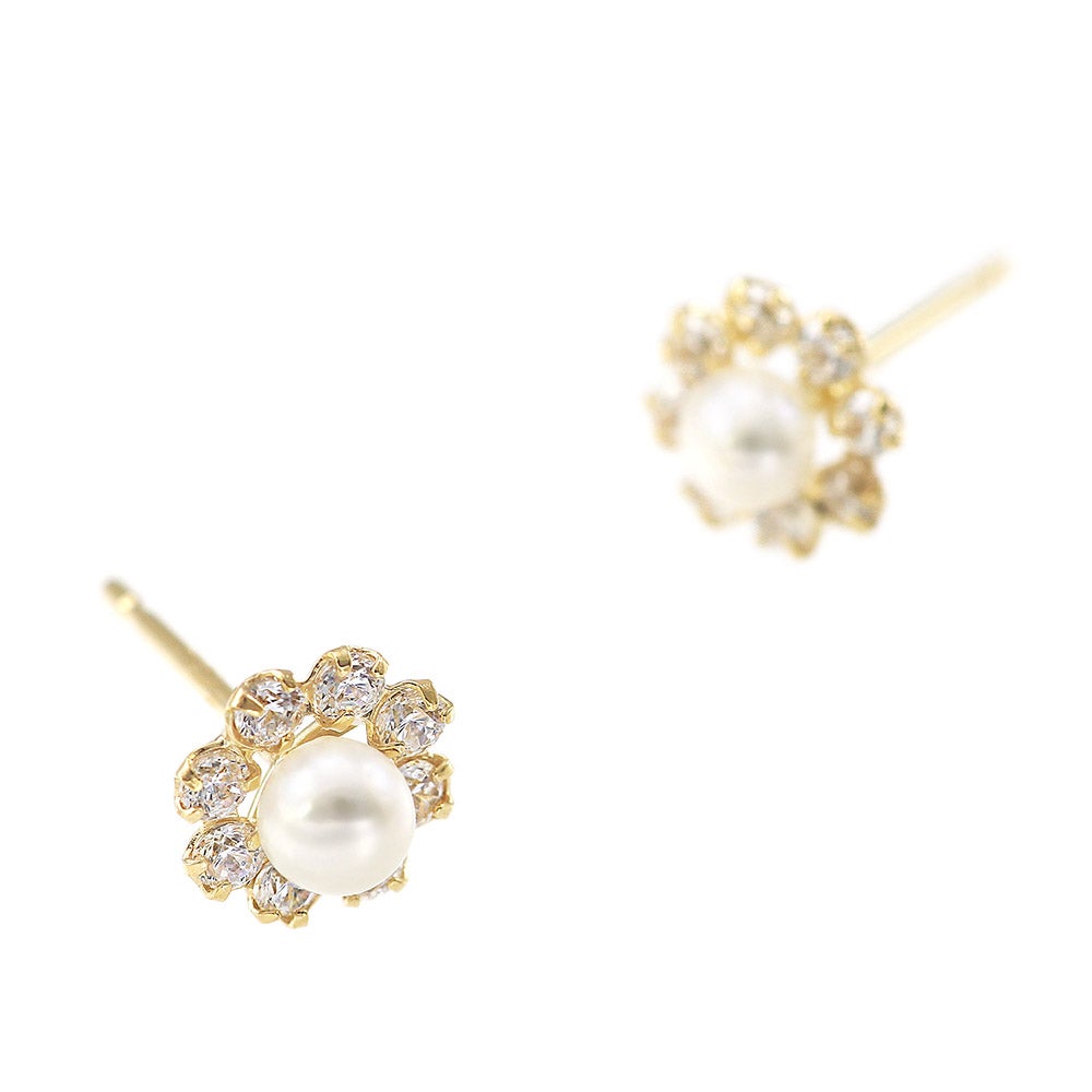 K18YG 淡水真珠 フラワーピアス_09