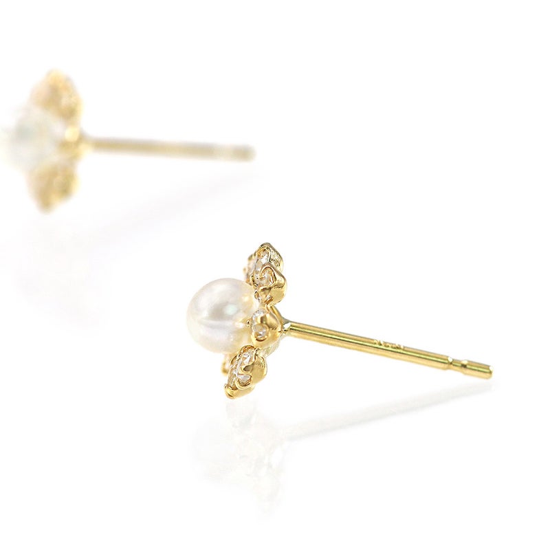 K18YG 淡水真珠 フラワーピアス_10
