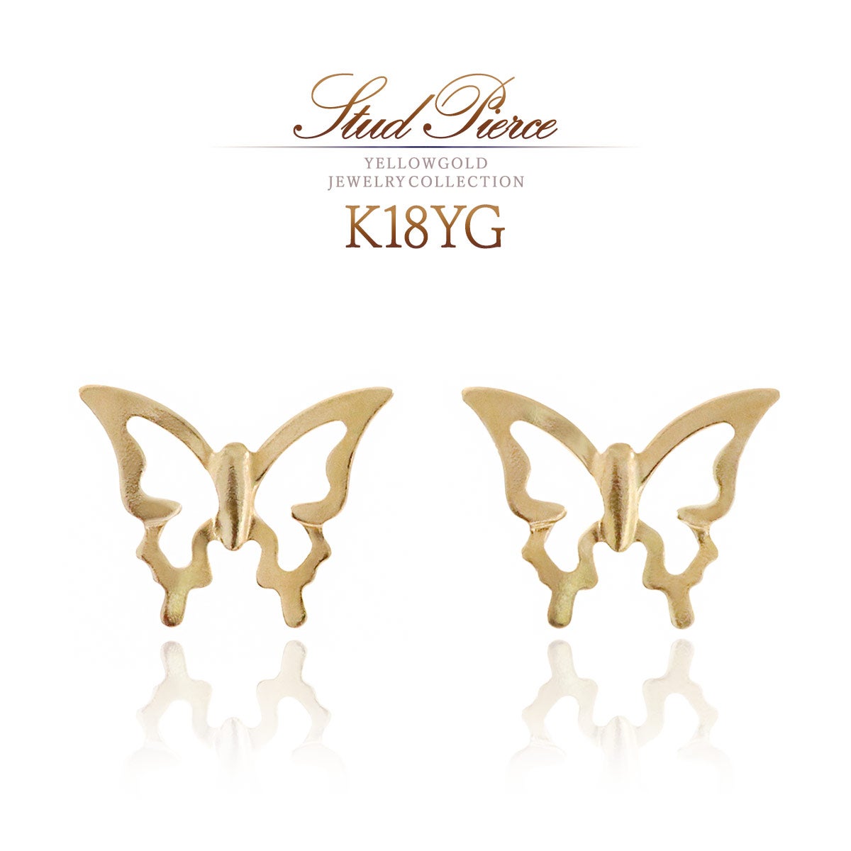 K18YG バタフライモチーフ ピアス_01