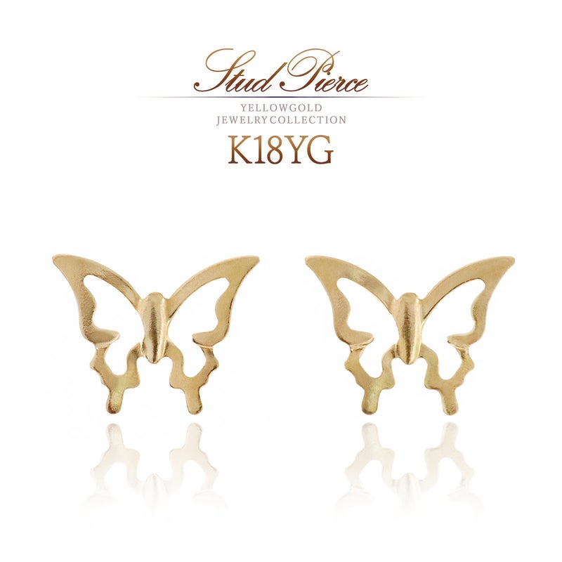 K18YG バタフライモチーフ ピアス_01
