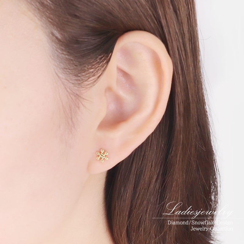 K18YG 雪の結晶 ピアス_10