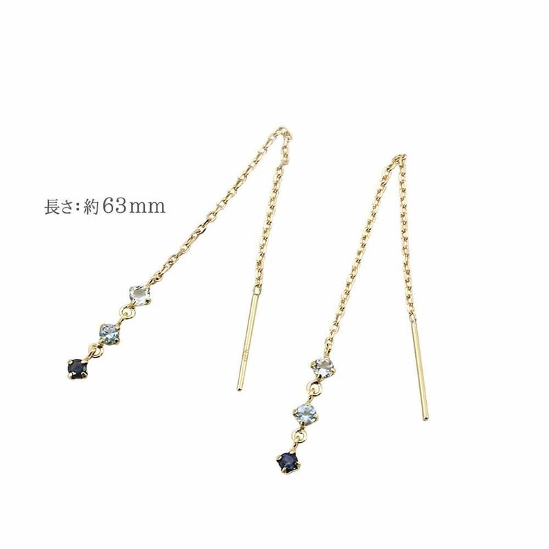 K18YG アクアマリン&ブルートパーズ&サファイア アメリカンピアス_04