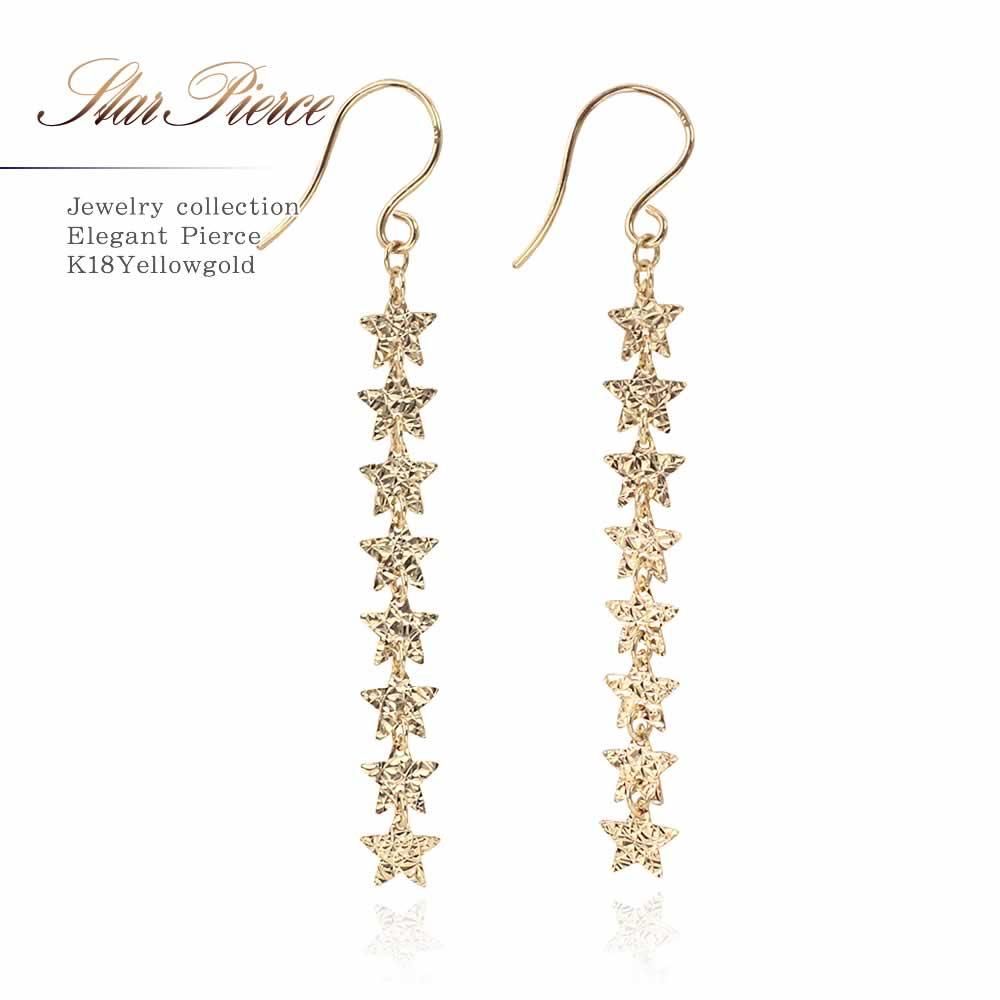K18YG スター ロングフックピアス_01