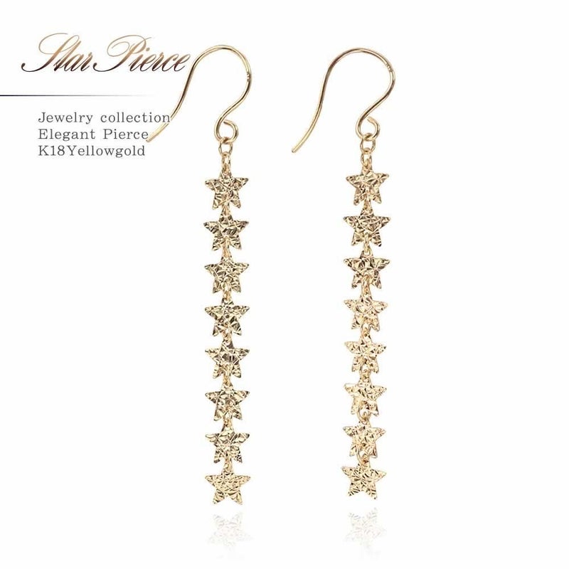 K18YG スター ロングフックピアス_01