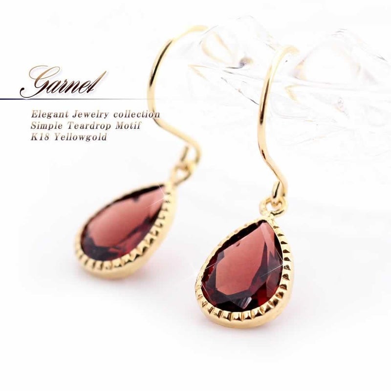 K18YG ガーネット フックピアス_01