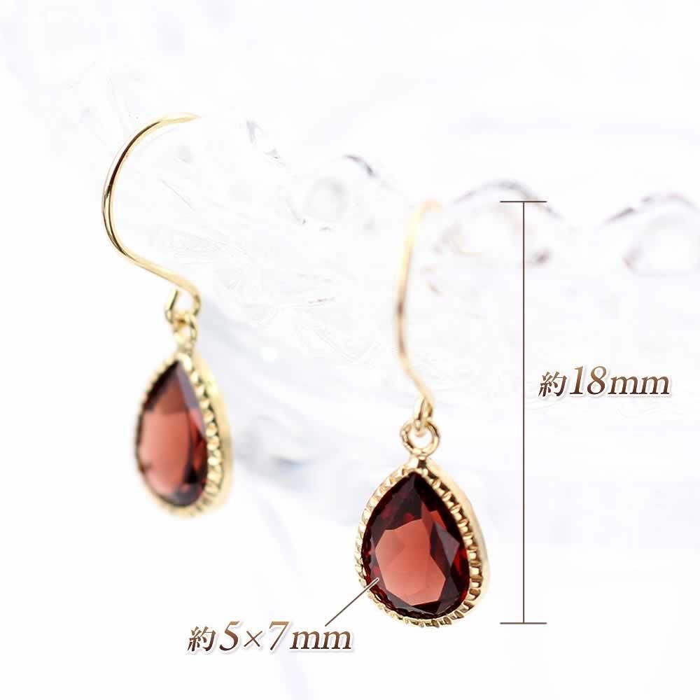K18YG ガーネット フックピアス_03