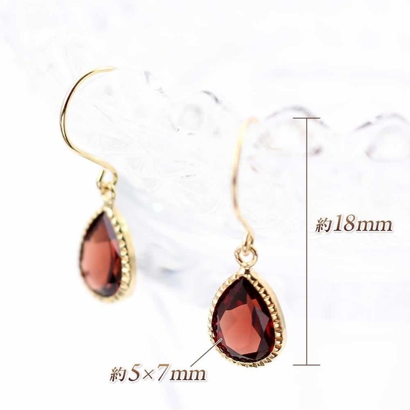 K18YG ガーネット フックピアス_03