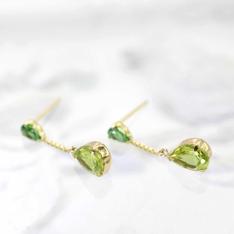 K18YG ペリドット＆グリーンガーネット ピアス_03
