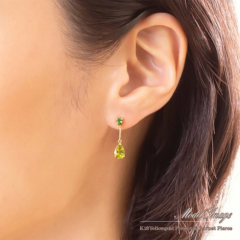 K18YG ペリドット＆グリーンガーネット ピアス_04