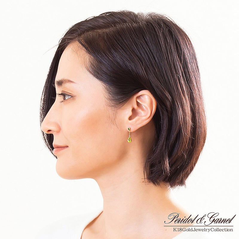 K18YG ペリドット＆グリーンガーネット ピアス_10