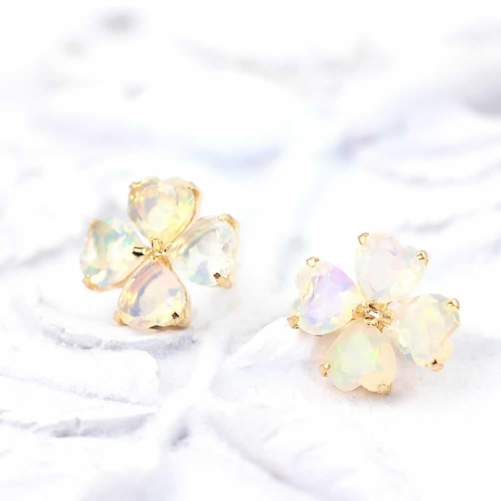 K18YG オパール フラワーピアス 10月誕生石_02