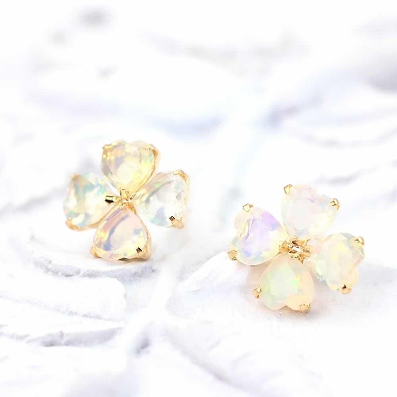 K18YG オパール フラワーピアス 10月誕生石_02
