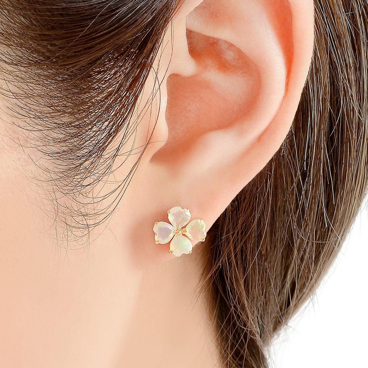 K18YG オパール フラワーピアス 10月誕生石_03