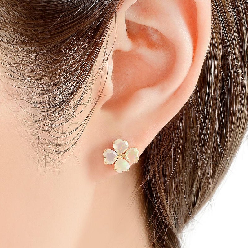 K18YG オパール フラワーピアス 10月誕生石_03