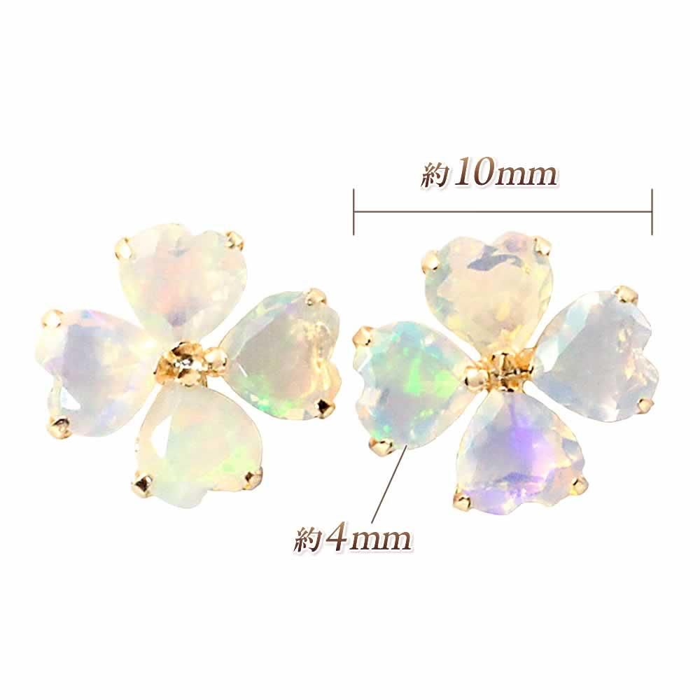 K18YG オパール フラワーピアス 10月誕生石_04