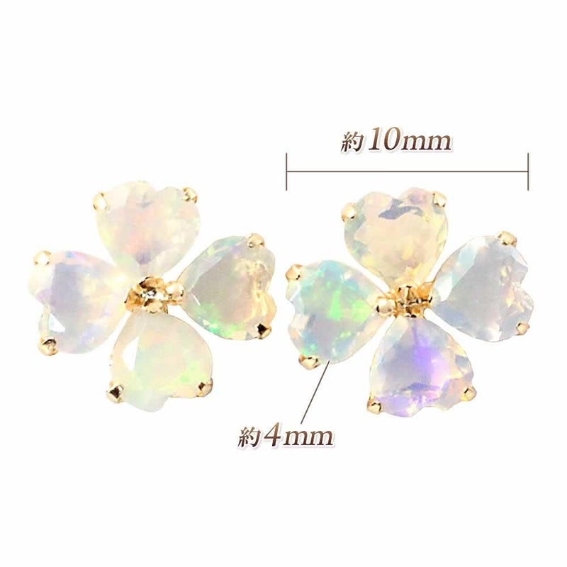 K18YG オパール フラワーピアス 10月誕生石_04