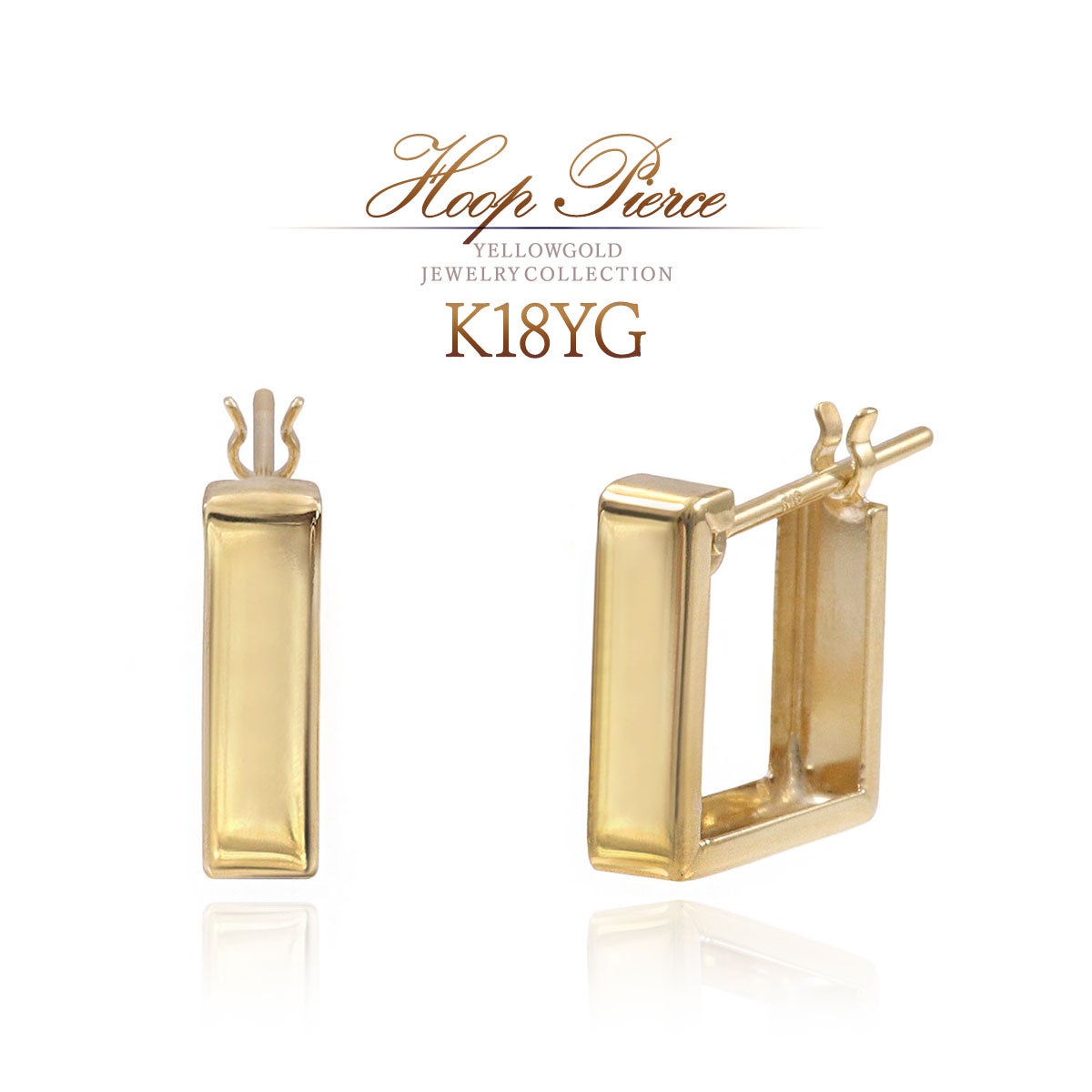 K18YG スクエア フープピアス_01
