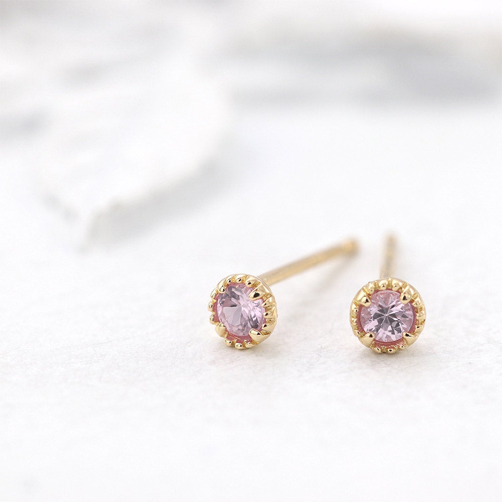 K18YG ピンクサファイア ピアス 9月 誕生石_02