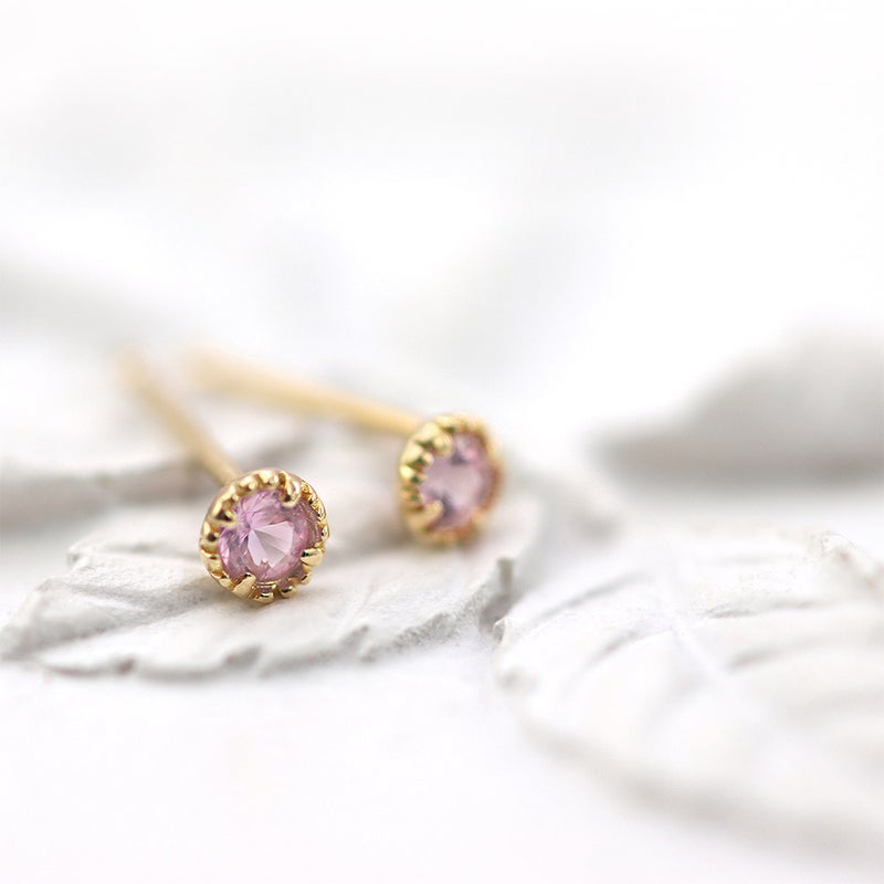 K18YG ピンクサファイア ピアス 9月 誕生石_03