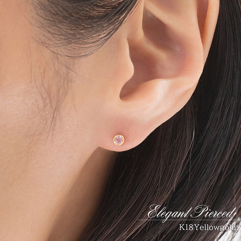 K18YG ピンクサファイア ピアス 9月 誕生石 | Jewelry ROLA