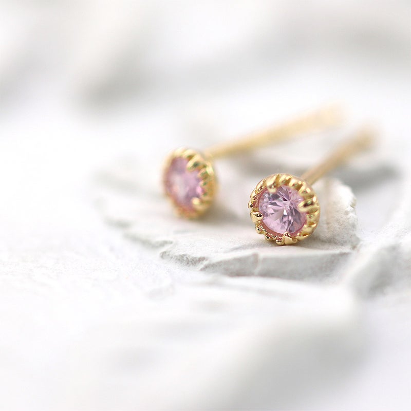K18YG ピンクサファイア ピアス 9月 誕生石_09