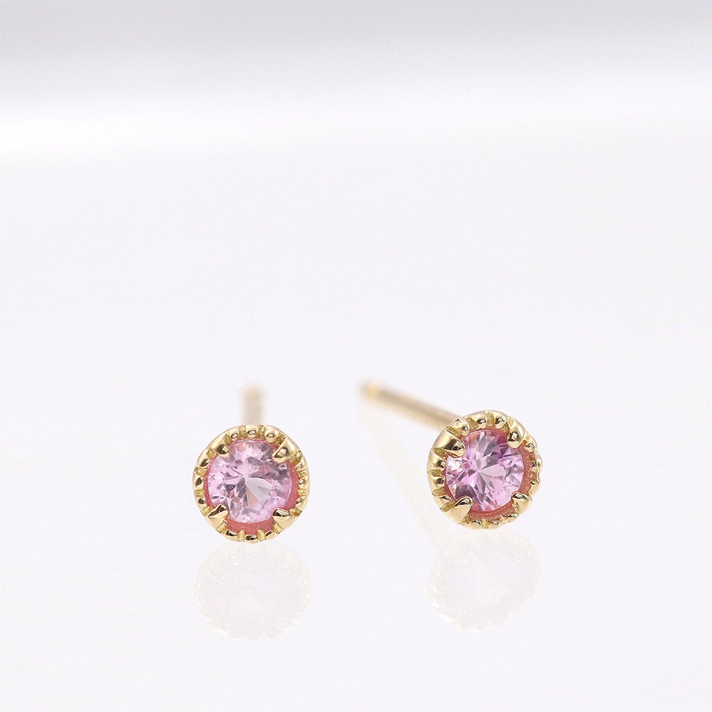 K18YG ピンクサファイア ピアス 9月 誕生石_10