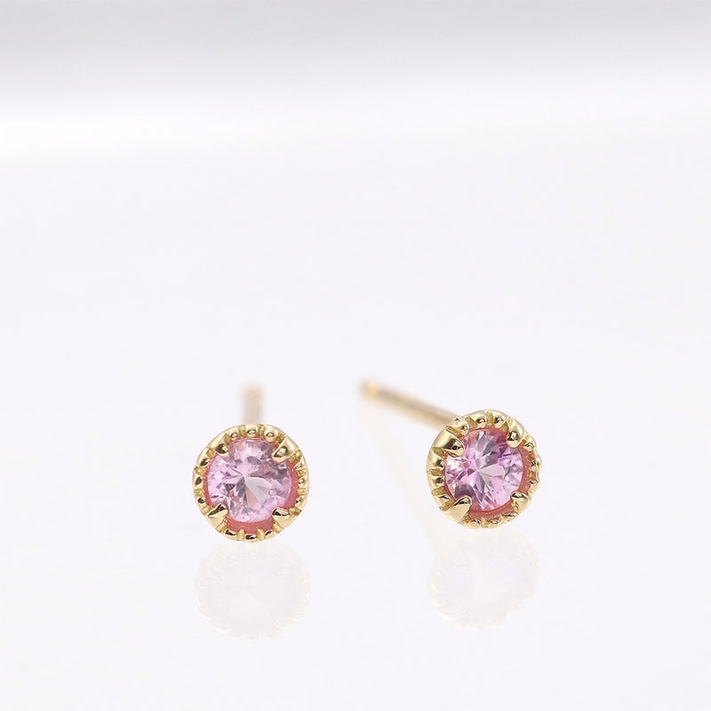 K18YG ピンクサファイア ピアス 9月 誕生石_10