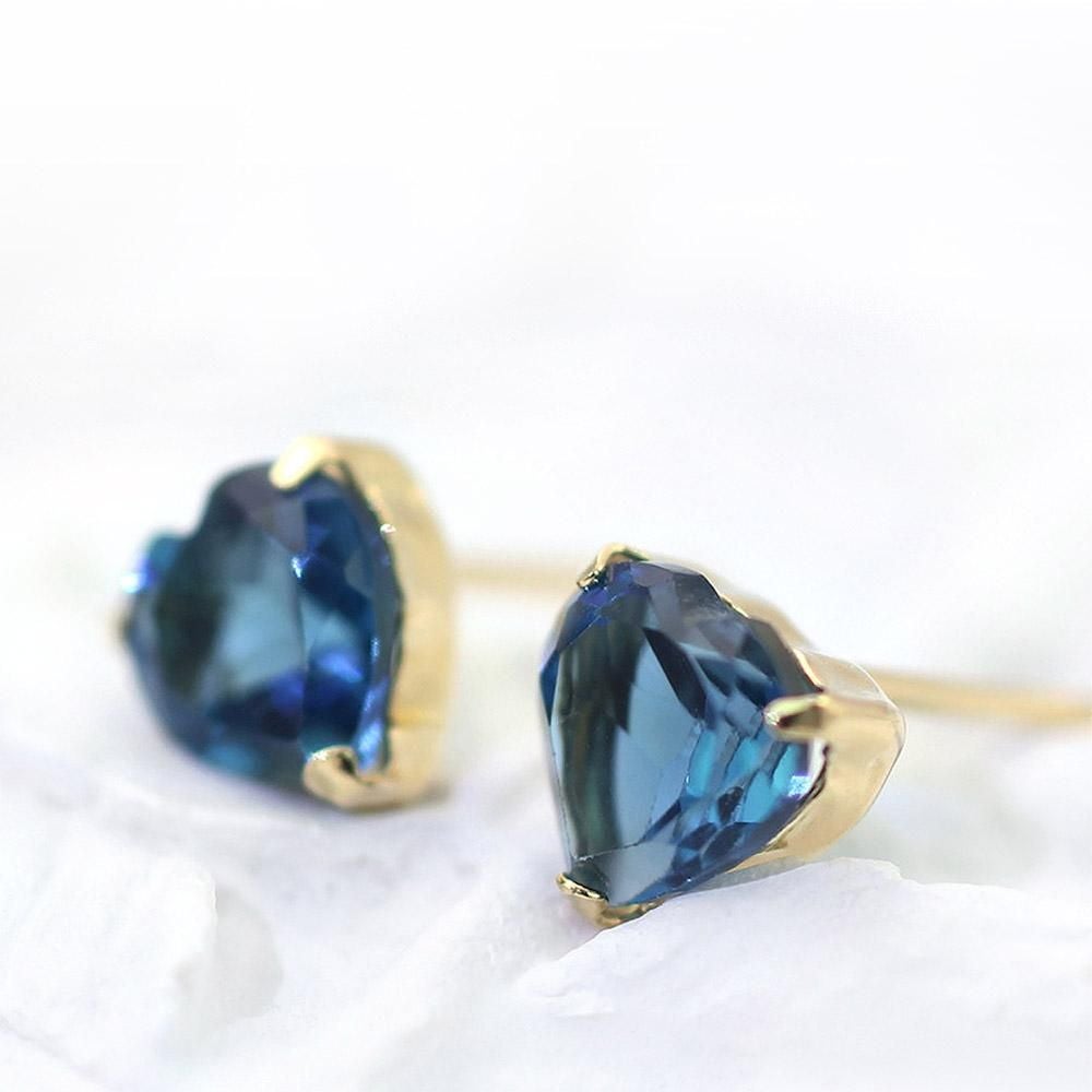 K18 ロンドンブルートパーズ ハートピアス 11月の誕生石 | Jewelry