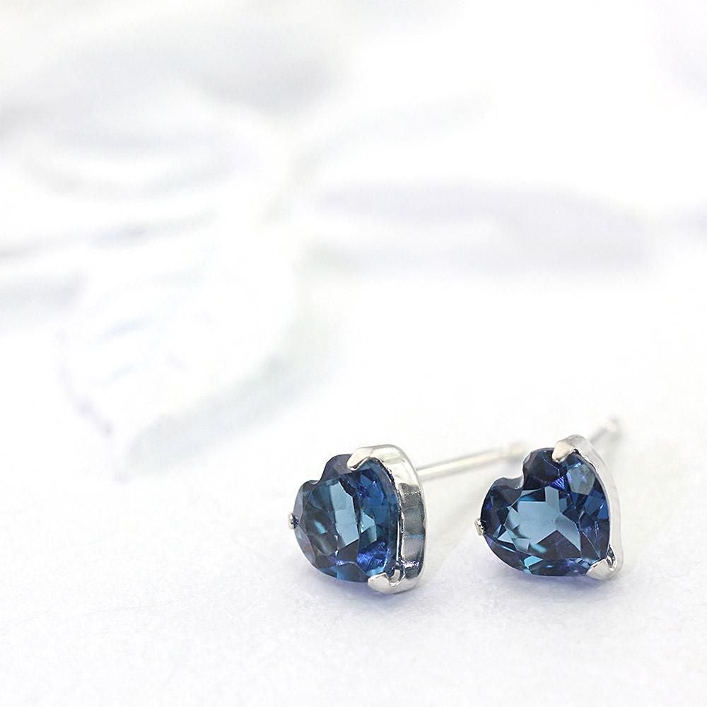 K18 ロンドンブルートパーズ ハートピアス 11月の誕生石 | Jewelry