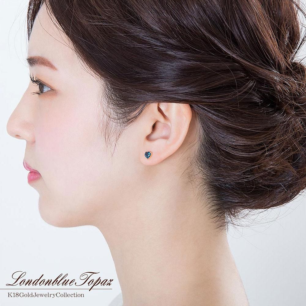 K18 ロンドンブルートパーズ ハートピアス 11月の誕生石_10