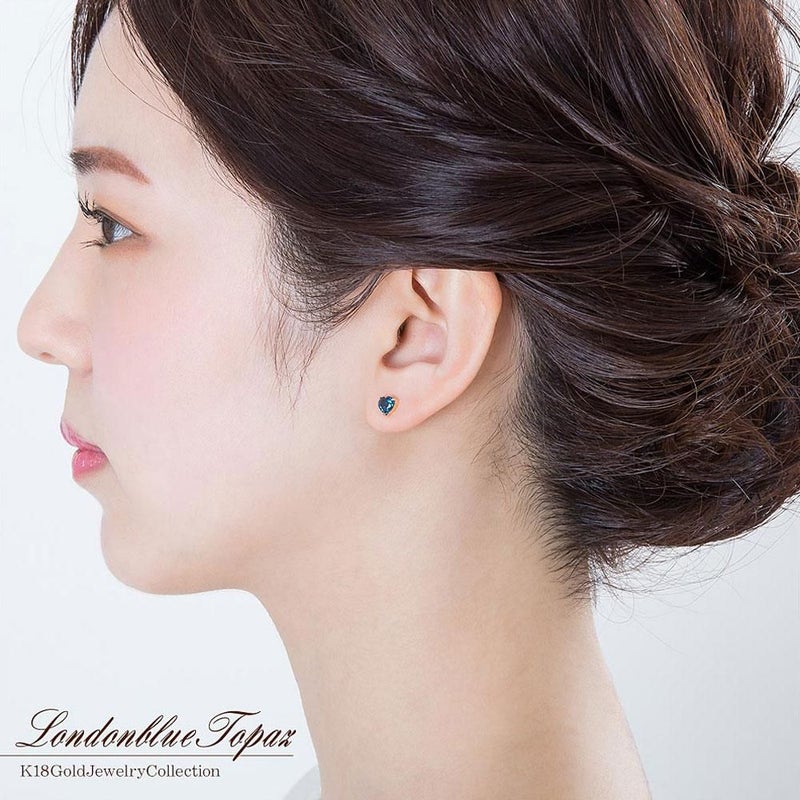 K18 ロンドンブルートパーズ ハートピアス 11月の誕生石_10