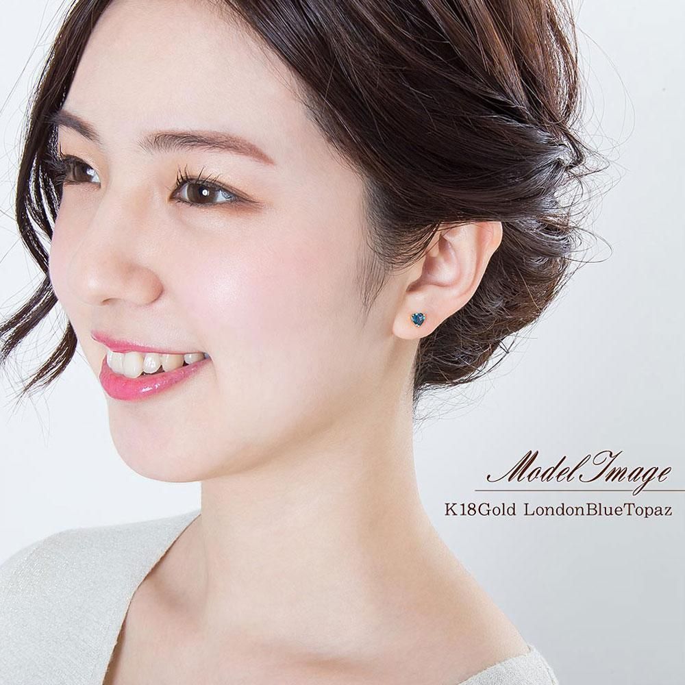 K18 ロンドンブルートパーズ ハートピアス 11月の誕生石_11