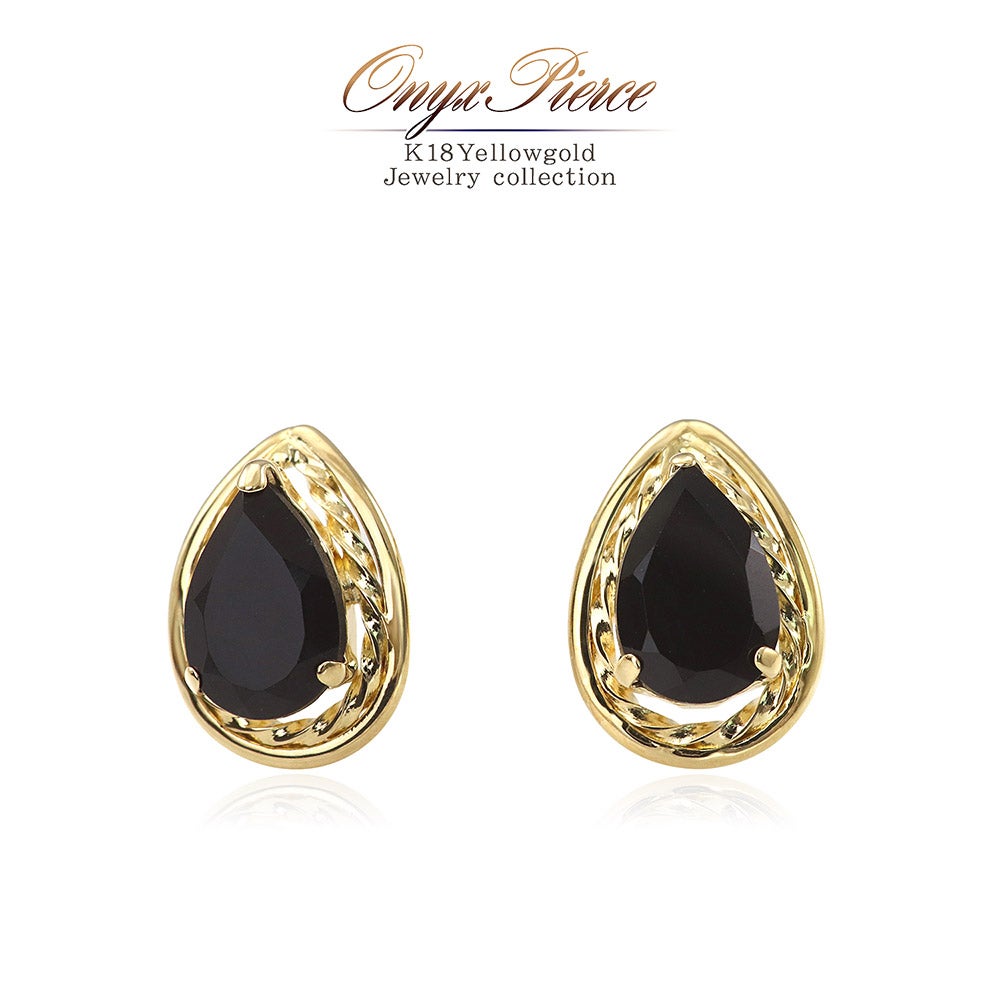 K18YG オニキス ピアス_01
