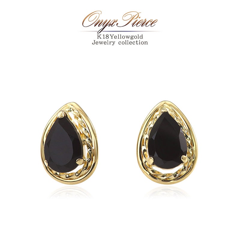 K18YG オニキス ピアス_01