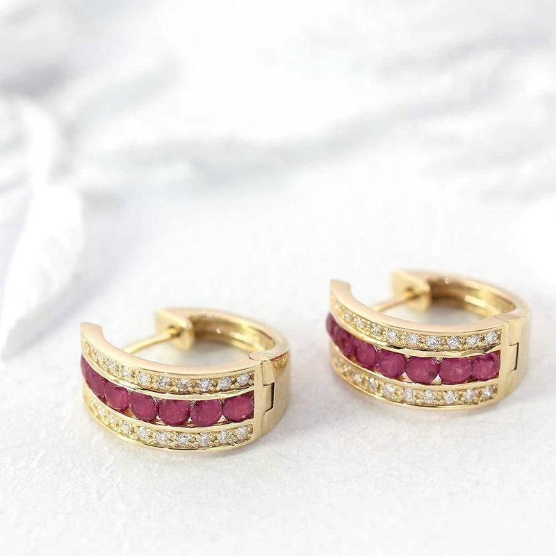 K18YG ルビー&ダイヤモンド フープピアス_02