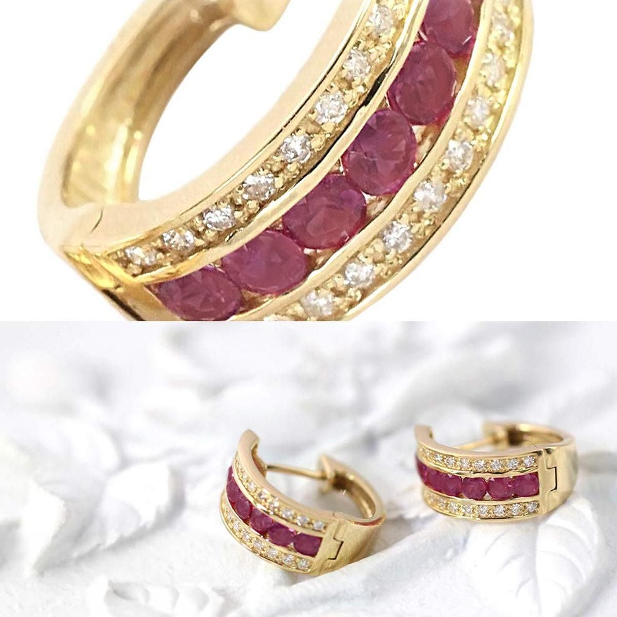 K18YG ルビー&ダイヤモンド フープピアス_03