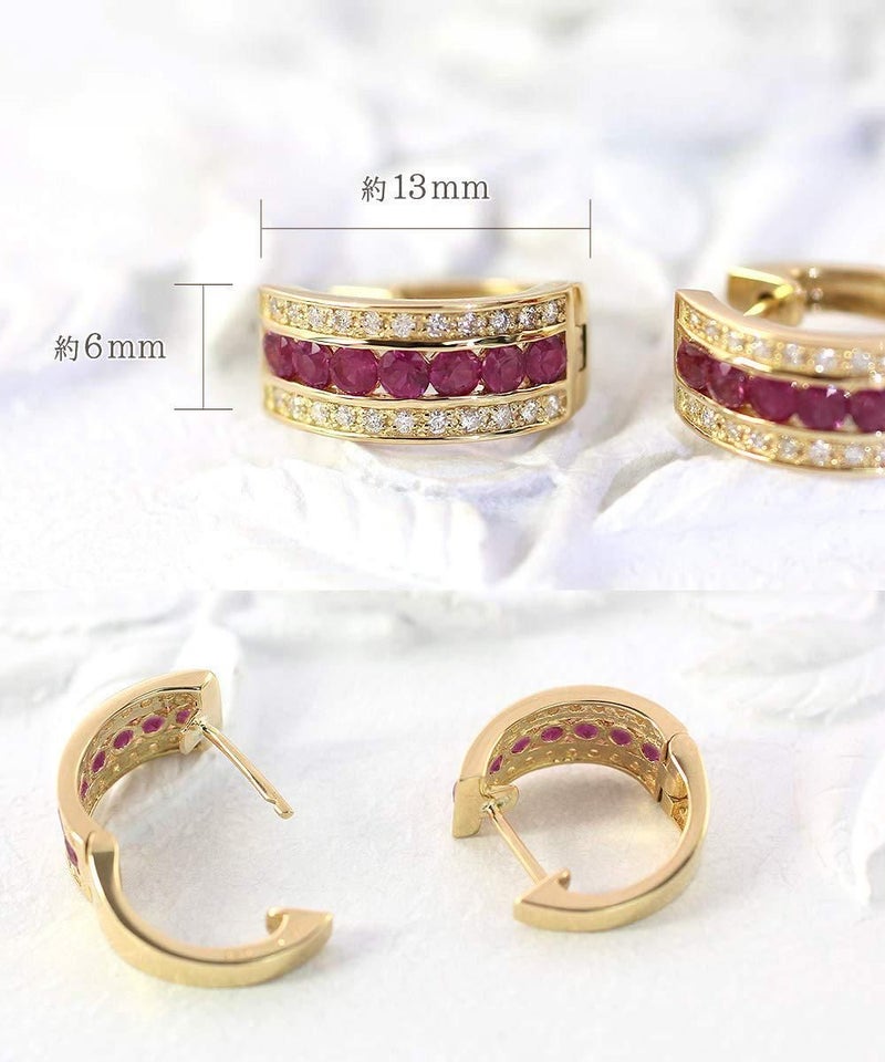 K18YG ルビー&ダイヤモンド フープピアス_04