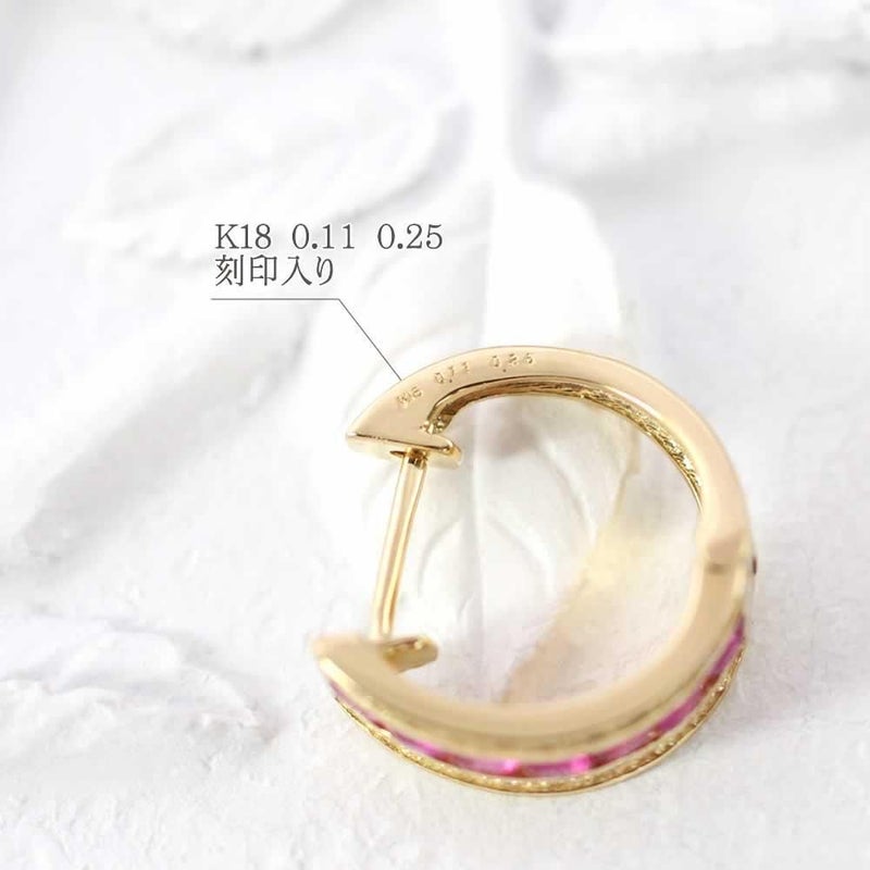 K18YG ルビー&ダイヤモンド フープピアス_05