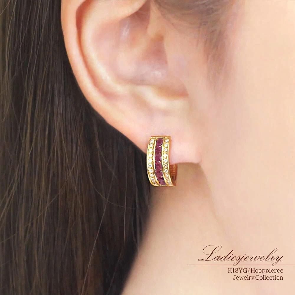 K18YG ルビー　フープピアス K18YG ルビー&ダイヤモンド フープピアス | Jewelry ROLA（ジュエリー