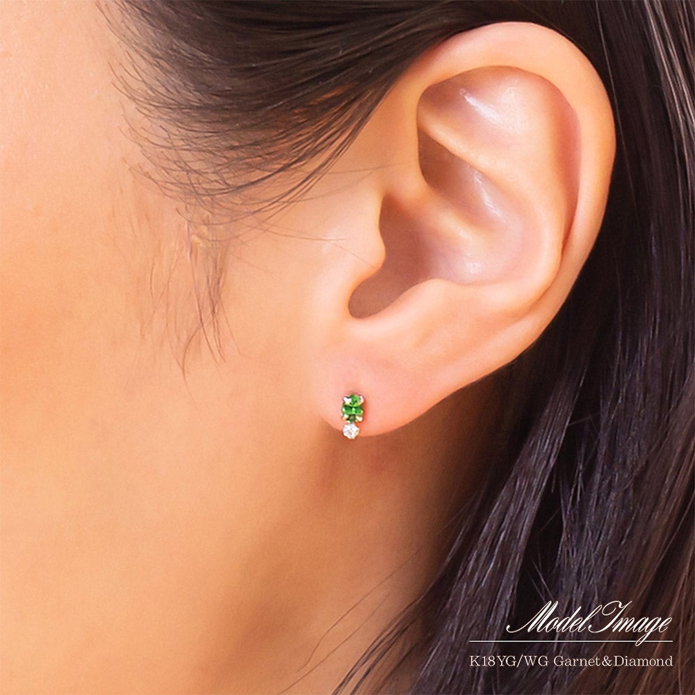 K18 グリーンガーネット＆ダイヤモンド ピアス_04