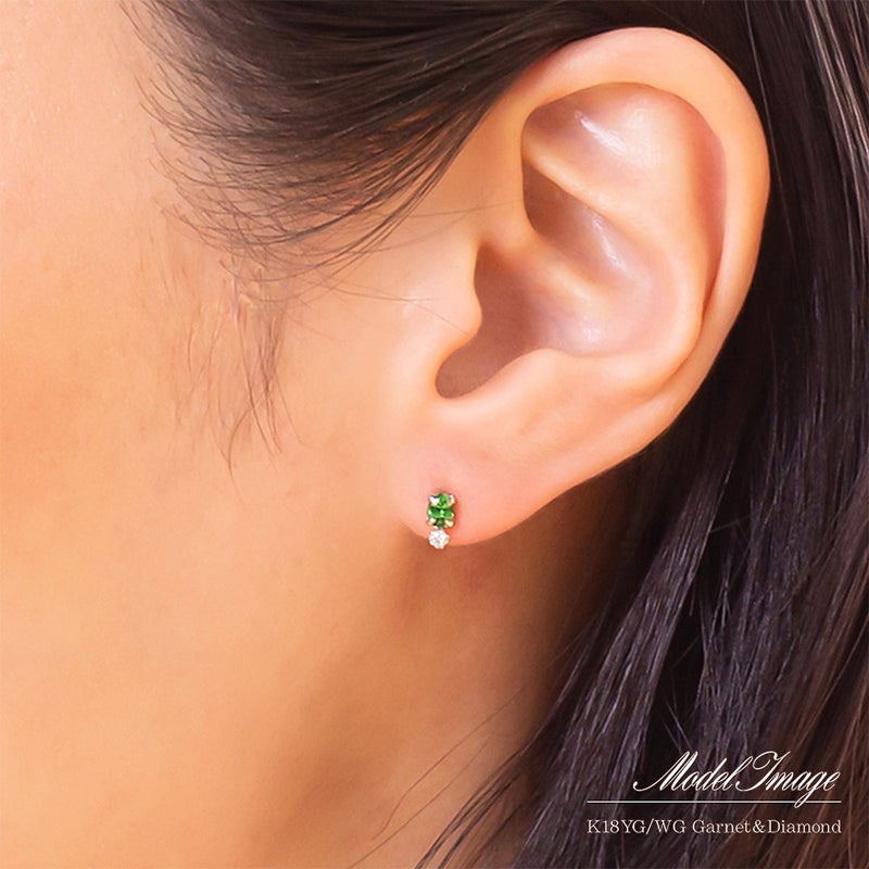 K18 グリーンガーネット＆ダイヤモンド ピアス_04