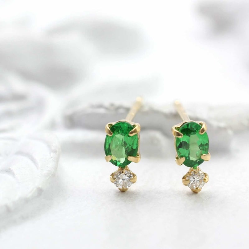 K18 グリーンガーネット＆ダイヤモンド ピアス_09